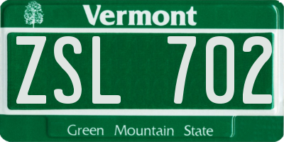 VT license plate ZSL702