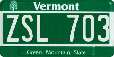VT license plate ZSL703