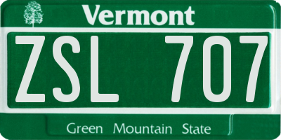 VT license plate ZSL707