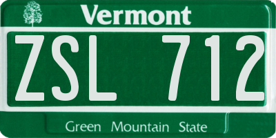 VT license plate ZSL712