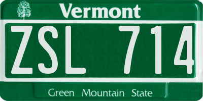 VT license plate ZSL714