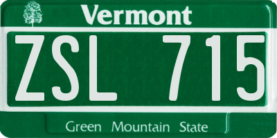VT license plate ZSL715