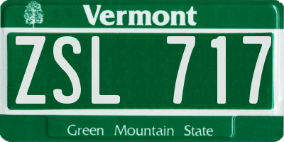 VT license plate ZSL717