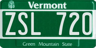VT license plate ZSL720