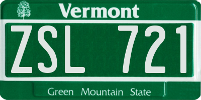 VT license plate ZSL721