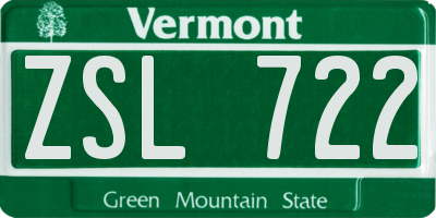 VT license plate ZSL722