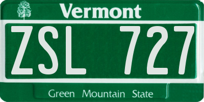 VT license plate ZSL727