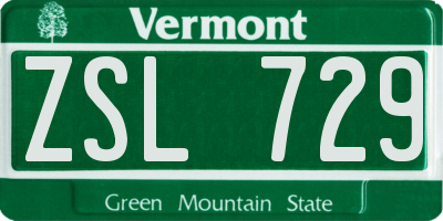 VT license plate ZSL729