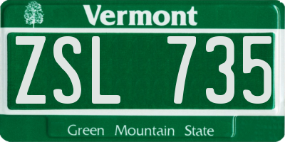 VT license plate ZSL735