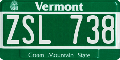 VT license plate ZSL738