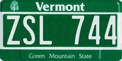 VT license plate ZSL744