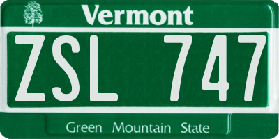 VT license plate ZSL747