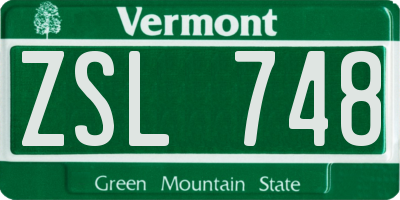 VT license plate ZSL748