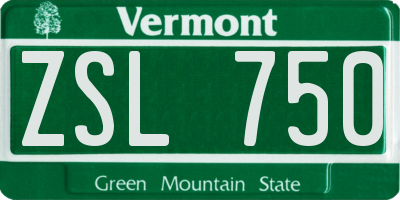 VT license plate ZSL750