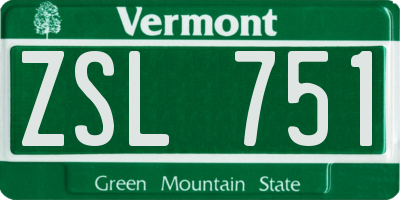 VT license plate ZSL751