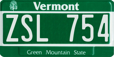 VT license plate ZSL754