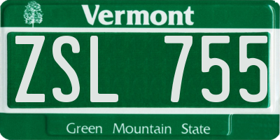 VT license plate ZSL755