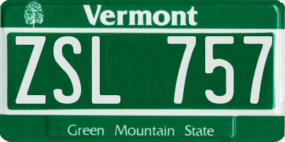 VT license plate ZSL757