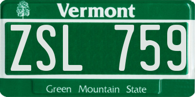 VT license plate ZSL759