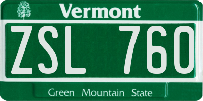 VT license plate ZSL760