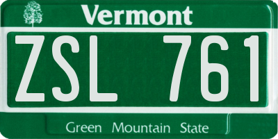 VT license plate ZSL761