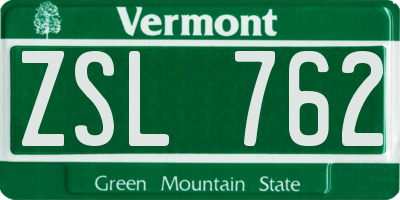 VT license plate ZSL762