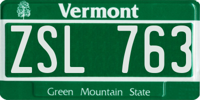 VT license plate ZSL763