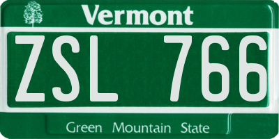 VT license plate ZSL766