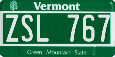 VT license plate ZSL767