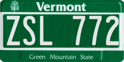 VT license plate ZSL772