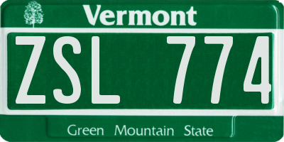 VT license plate ZSL774