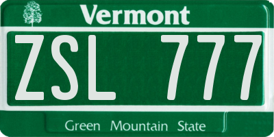 VT license plate ZSL777