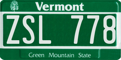 VT license plate ZSL778