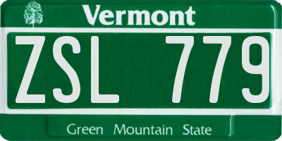 VT license plate ZSL779