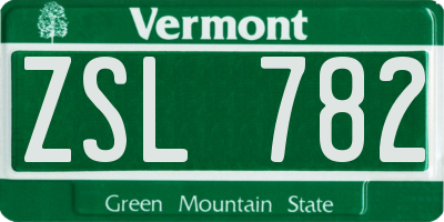 VT license plate ZSL782