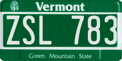VT license plate ZSL783