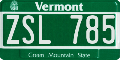 VT license plate ZSL785