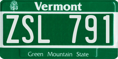 VT license plate ZSL791