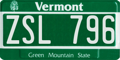 VT license plate ZSL796