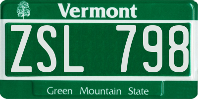 VT license plate ZSL798