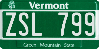 VT license plate ZSL799