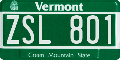 VT license plate ZSL801
