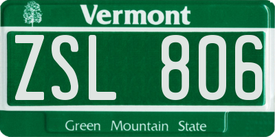 VT license plate ZSL806