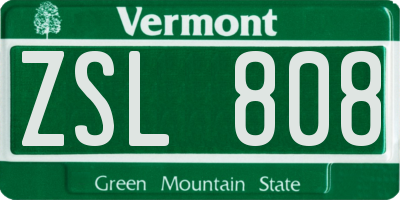 VT license plate ZSL808