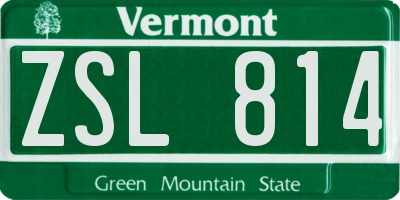 VT license plate ZSL814