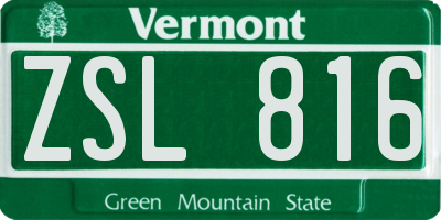 VT license plate ZSL816