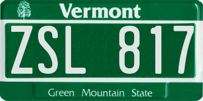 VT license plate ZSL817