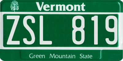VT license plate ZSL819