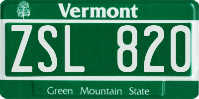 VT license plate ZSL820