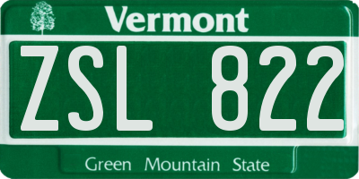 VT license plate ZSL822